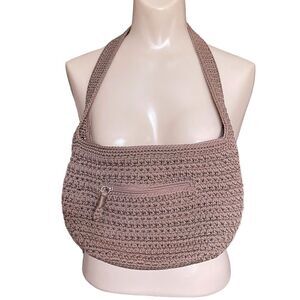 The Sak Woven Nutmeg Brown Zipper Top Small Handbag